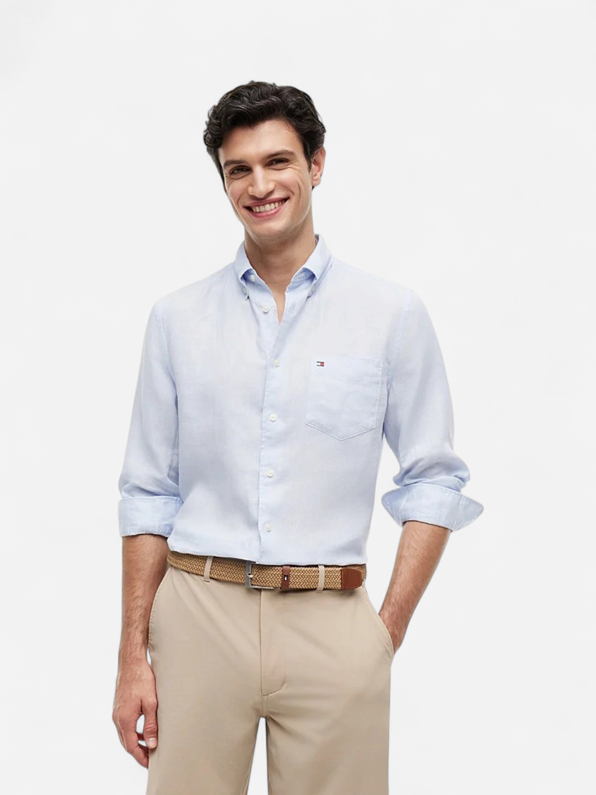 Tommy Hilfiger Pigment Dyed Linen RF Shirt SS vaaleansininen