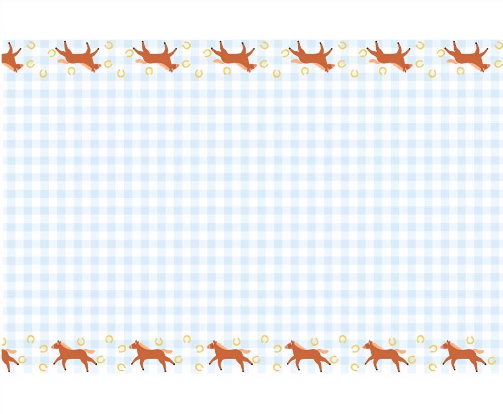 Paperinen pöytäliina - Ruudullinen hevosten kuvioin, 180x120 cm